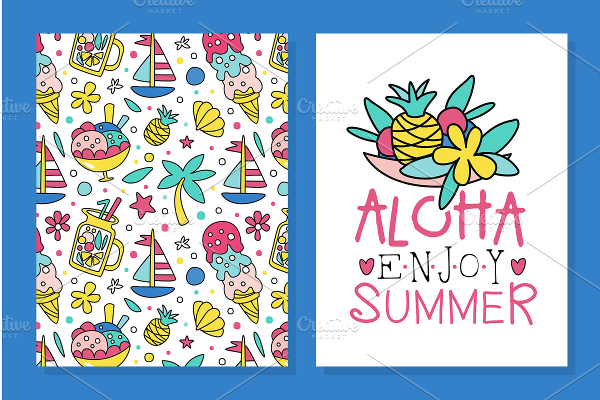 Colorful Summer Vacation Card, an Object Illustration by TopVectors