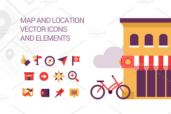 Map And Location Elements And Icons