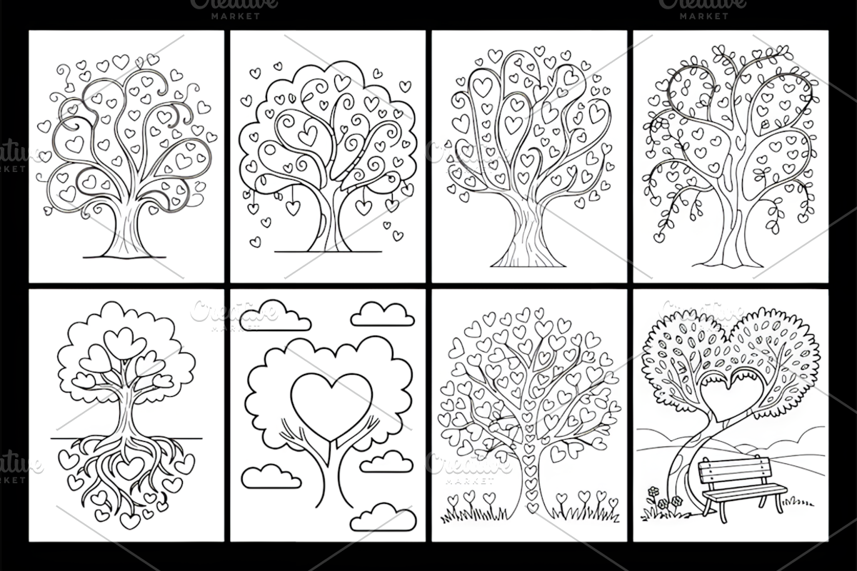 Heart Tree Coloring Book, a Decorative Illustration by Design Station (Photo 2 of 3)