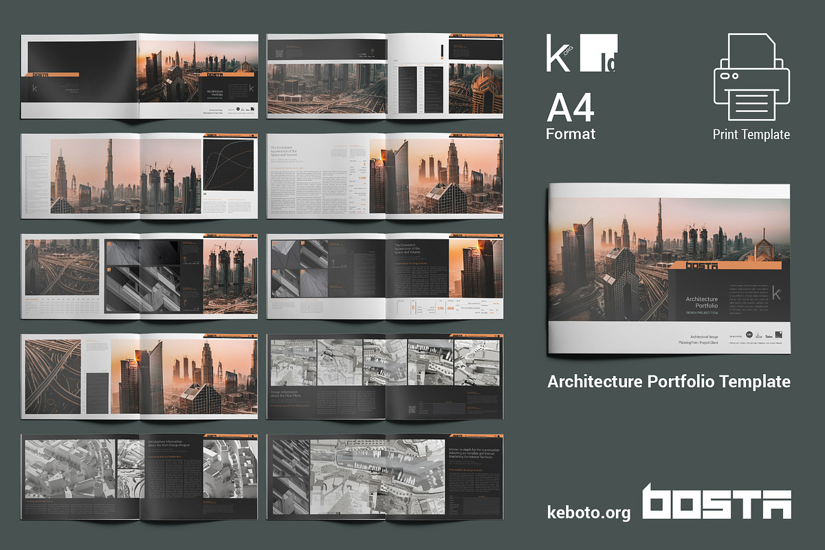 BoSTA Architecture Portfolio, a Print Template by Keboto