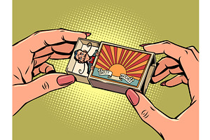 Women's hands hold a box, in it a, a Person Illustration by rogistok