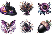 Black & Purple Autumn Clipart, an Illustration by DreamArtGraphic (Thumbnail 5 of 7)