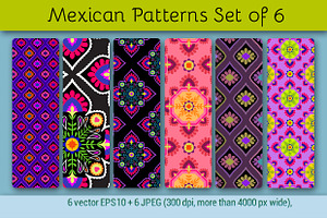 Mexican Patterns, set of 6.
