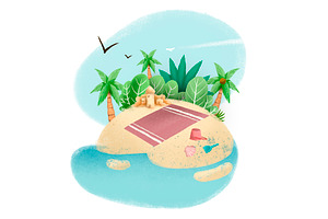 Beach Island Illustration