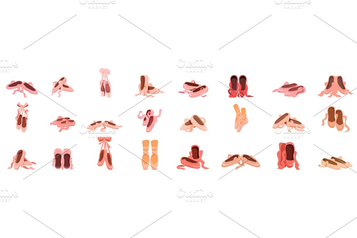Ballerina footwear icons set. Ballet, an Object Illustration by Ylivdesign