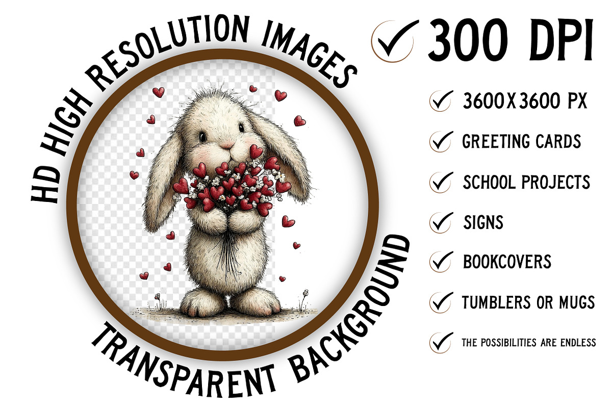 Funny Valentine Bunny Clipart, an Illustration by Craft Nest (Photo 2 of 10)