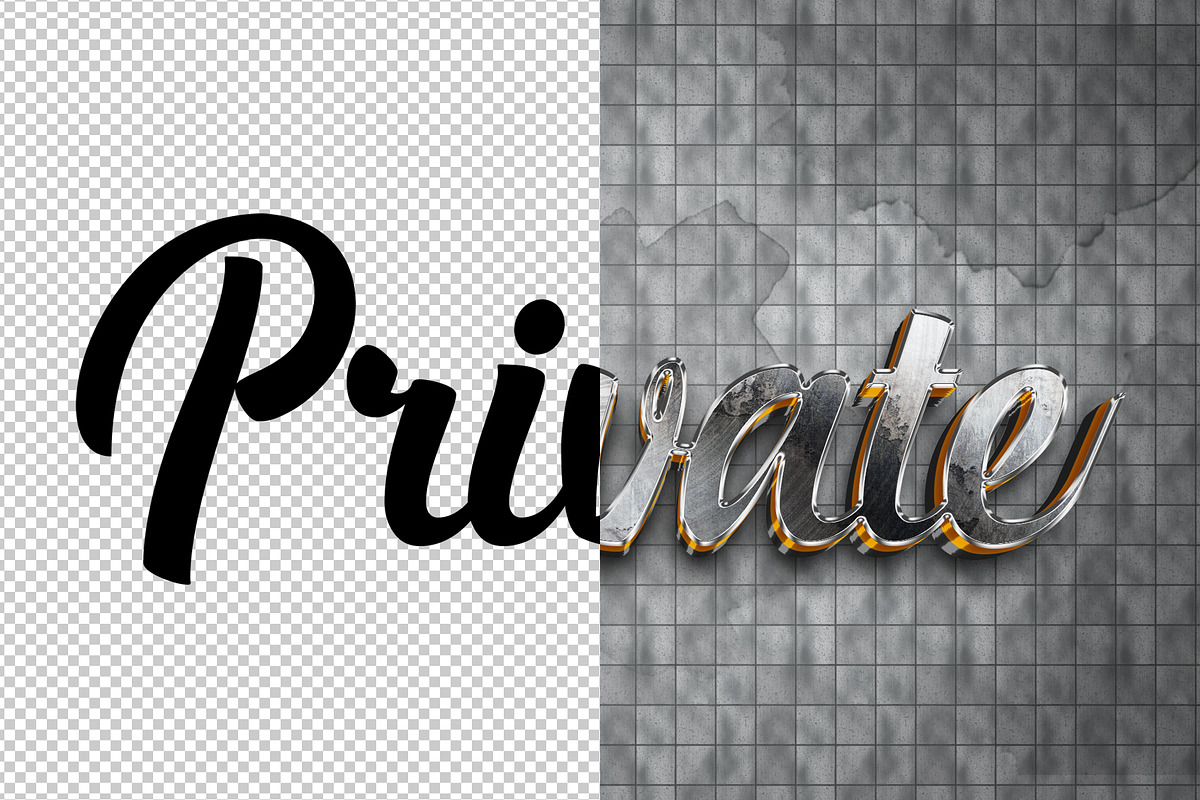 Private 3D editable text effect, a Layer Style Add-On by Hello Muh (Photo 2 of 2)