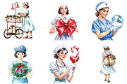 Vintage Pin Up Christmas Nurse, an Illustration by DreamArtGraphic (Thumbnail 3 of 4)