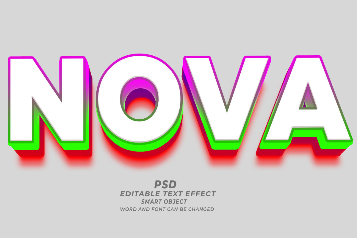 Nova PSD 3D editable text effect, a Layer Style Add-On by TrueVector ...