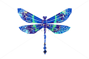 Colorful polygonal dragonfly, an Animal Illustration by blackmoon9