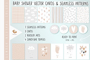 baby shower cards & seamless pattern, a Seasonal Illustration by Pokraky (Thumbnail 1 of 6)