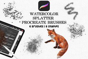 Procreate Watercolor Splatter Brush, a Brush Add-On by CropUp Creative