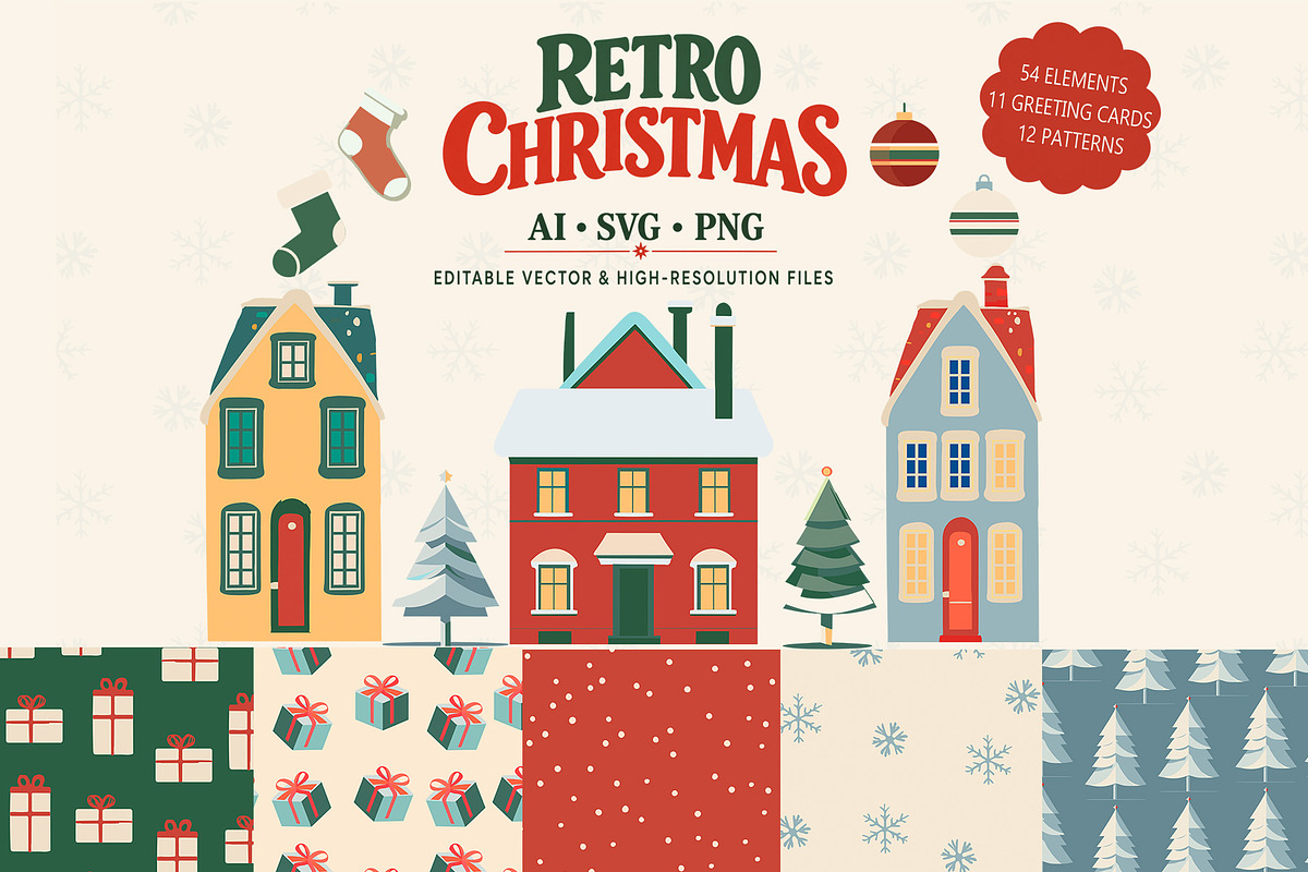 Retro Christmas Graphics Collection, an Object Graphic by NatalieArtsDenysenko (Photo 1 of 15)