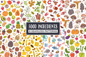 Food Ingredients Seamless Patterns