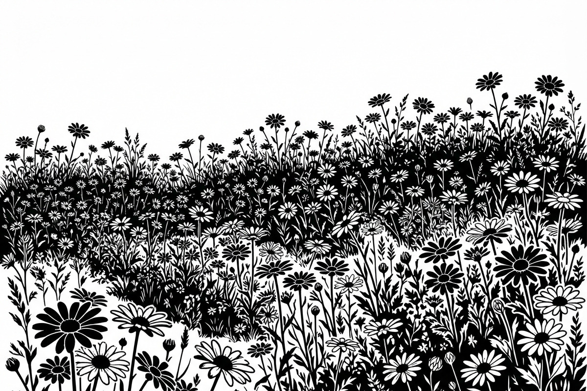 60 Daisy Flower Field Silhouette, a Seasonal Illustration by Amazin_art (Photo 15 of 28)