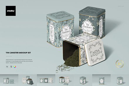 Tin Canister Mockup Set, a Cups & Container Mockup by creatsy5