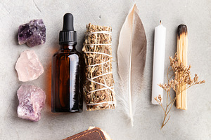 Mystical Ritual Essentials with Crystals, Tarot, and Candle, a Health & Medical Photo by Natalia Klenova's Shop