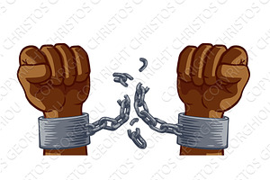 Hands Breaking Chain Shackles Cuffs