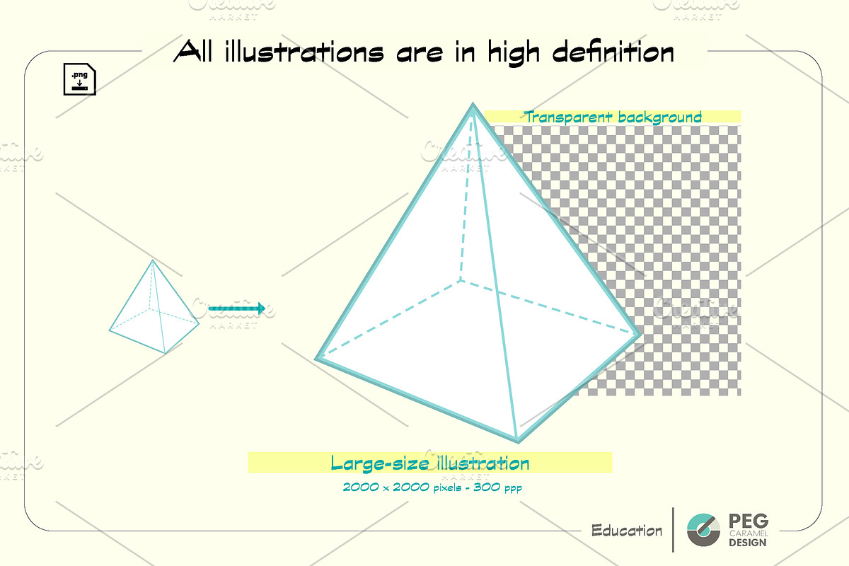 32 Hand-Drawn 3D Geometric Shapes, an Education Illustration by Peg Design (Photo 4 of 6)