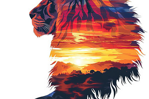 Lion Silhouette With Sunset Landscape, an Animal Photo by Ales Munt
