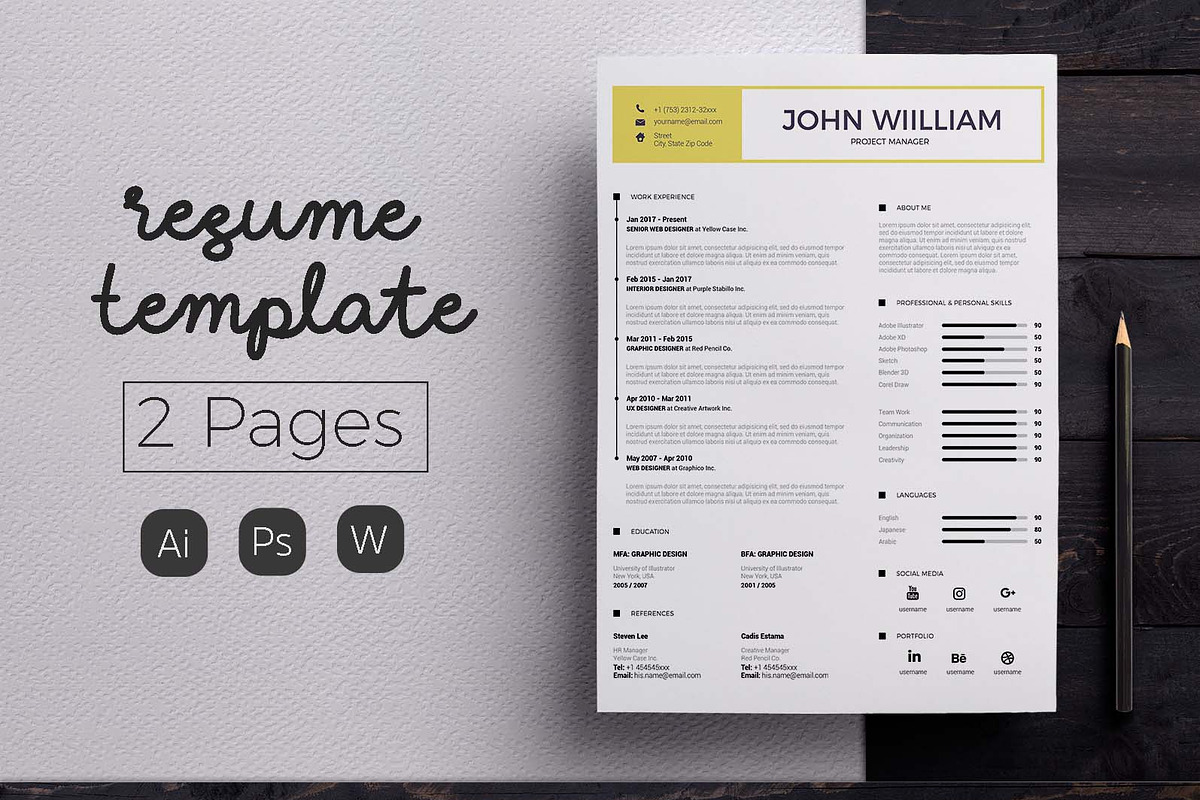 Vol.59 Resume & CV Template, a Resume Template by Hito Graphic (Photo 1 of 8)