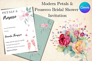 Petals Prosecco Bridal Shower Invite