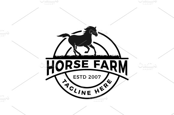 Vintage Horse Farm Logo Design preview 2
