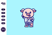 Simple Karate Pig Fighter cartoon, an Animal Illustration by Satisfactoons (Thumbnail 1 of 3)