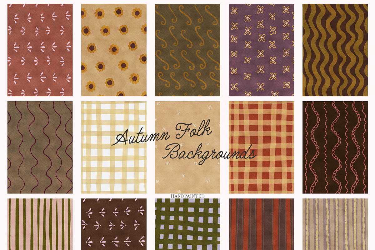 Autumn FOLK Frames & Backgrounds, a Decorative Illustration by SunnyAfternoons (Photo 7 of 13)