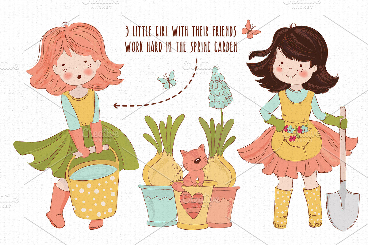 SPRING GARDEN Vector Illustration, a Decorative Illustration by FARAWAYKINGDOM (Photo 2 of 10)