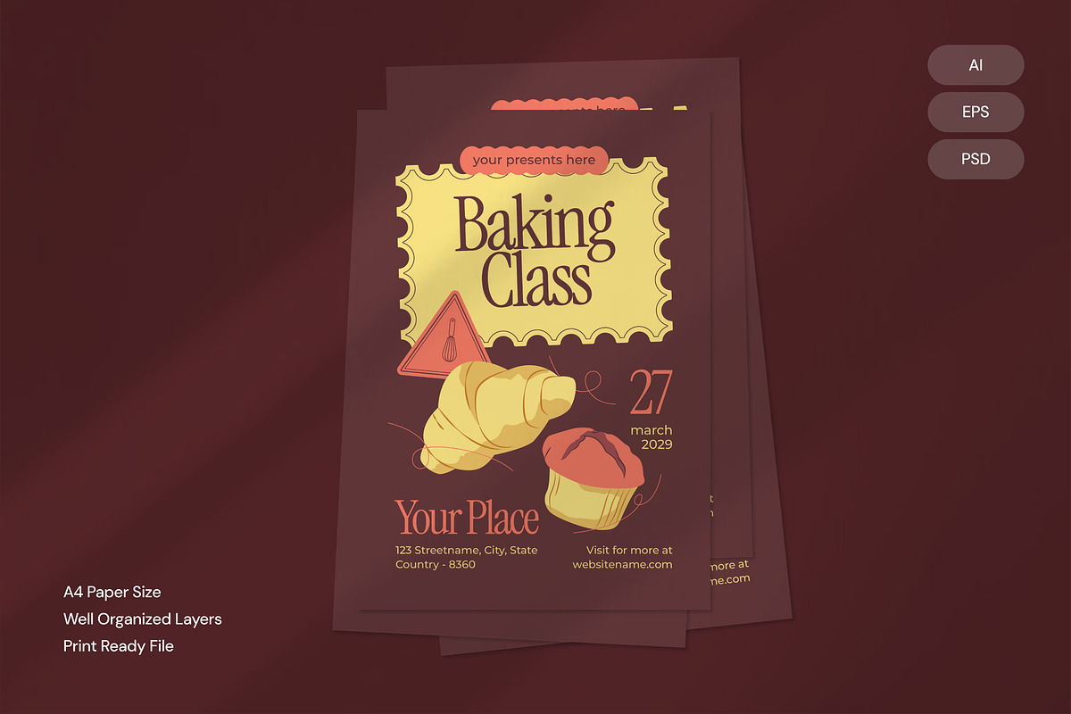 Baking Class - Flyer, a Brochure Template by Izdihaar_Studio (Photo 1 of 3)