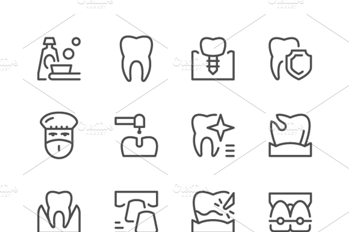 Set of dental related line icons, an Outline Icon by motorama (Photo 1 of 2)