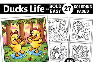 Bold and Easy Ducks Life Coloring, a Decorative Illustration by Ink Gallery
