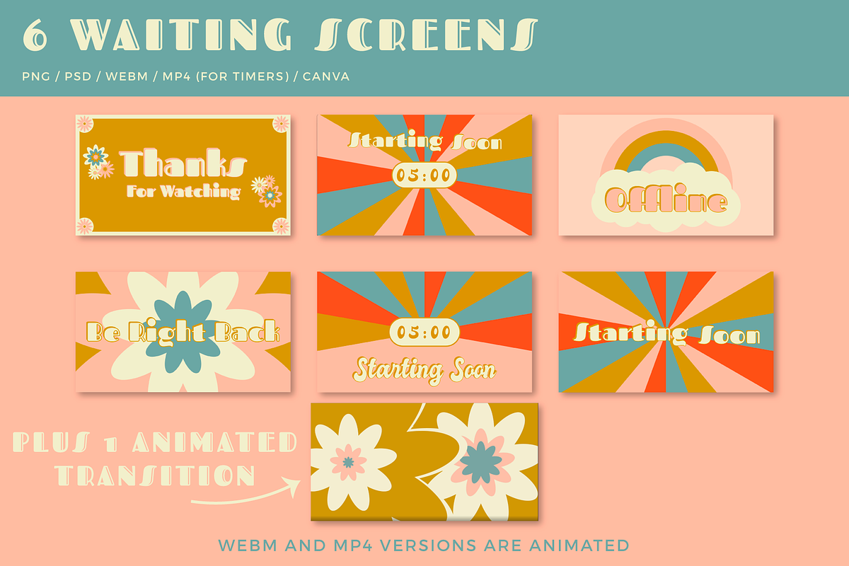 Streaming: 70s Retro Twitch/Stream, a Social Media Template by Liseno Designs (Photo 2 of 10)