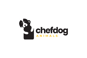 dog chef cooking cutting board logo, a Branding & Logo Template by devastd