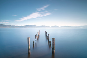 Wooden pier remains. Long Exposure