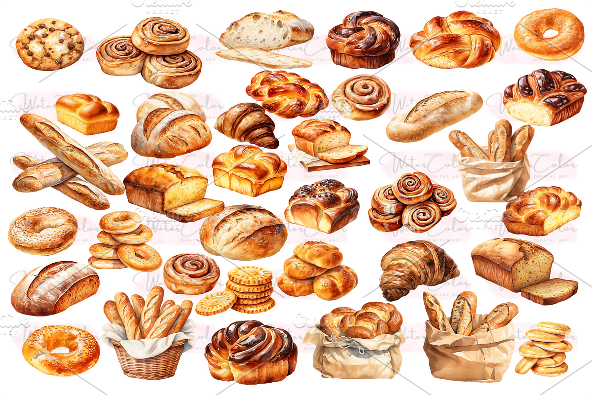 Baked Bakery Collection Clipart, a Food Illustration by Watercolor Digital (Photo 4 of 9)