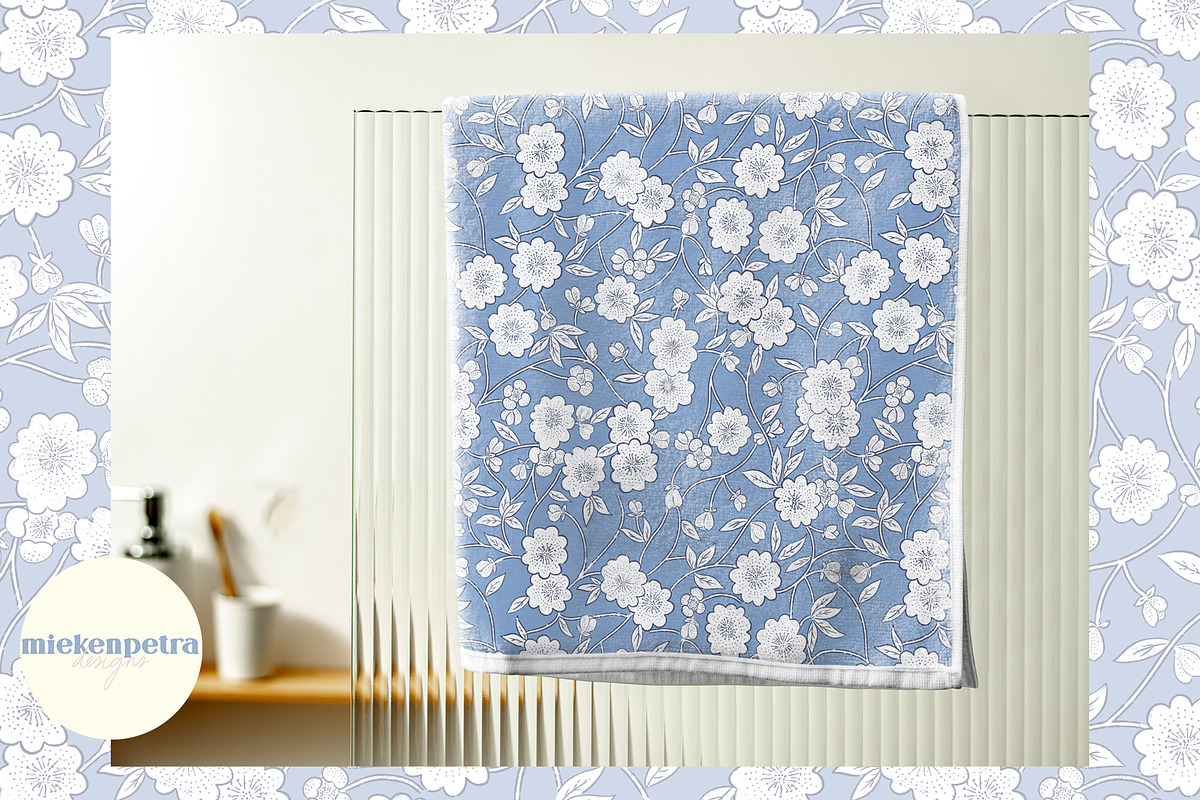 Vintage Blue and White Block Print, a Pattern Graphic by Mieken Petra Designs (Photo 2 of 4)