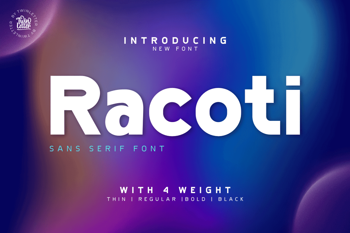 Racoti, a Sans Serif Font by twinstd (Photo 1 of 11)