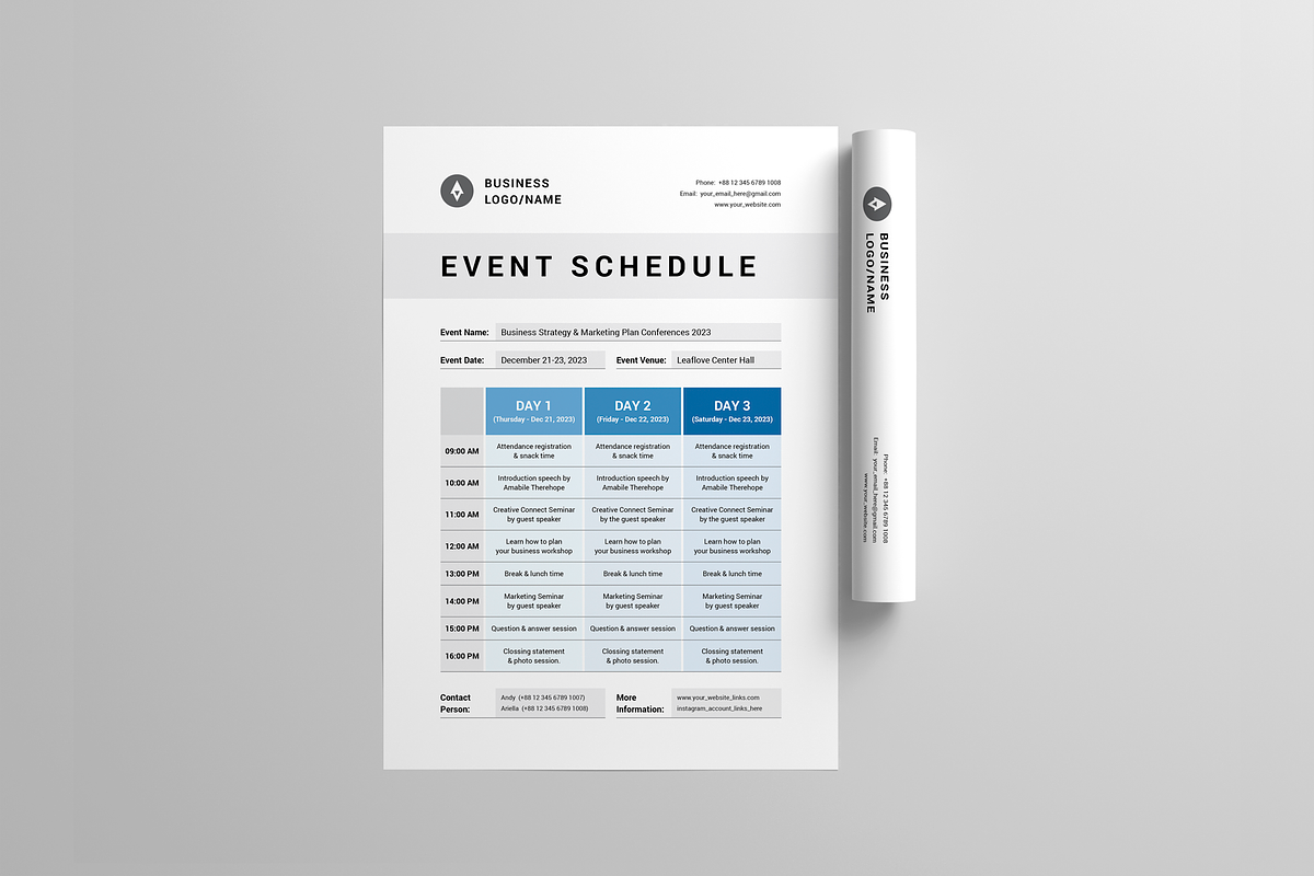Event Schedule | MS Word & Indesign, a Stationery Template by Leaflove (Photo 4 of 5)
