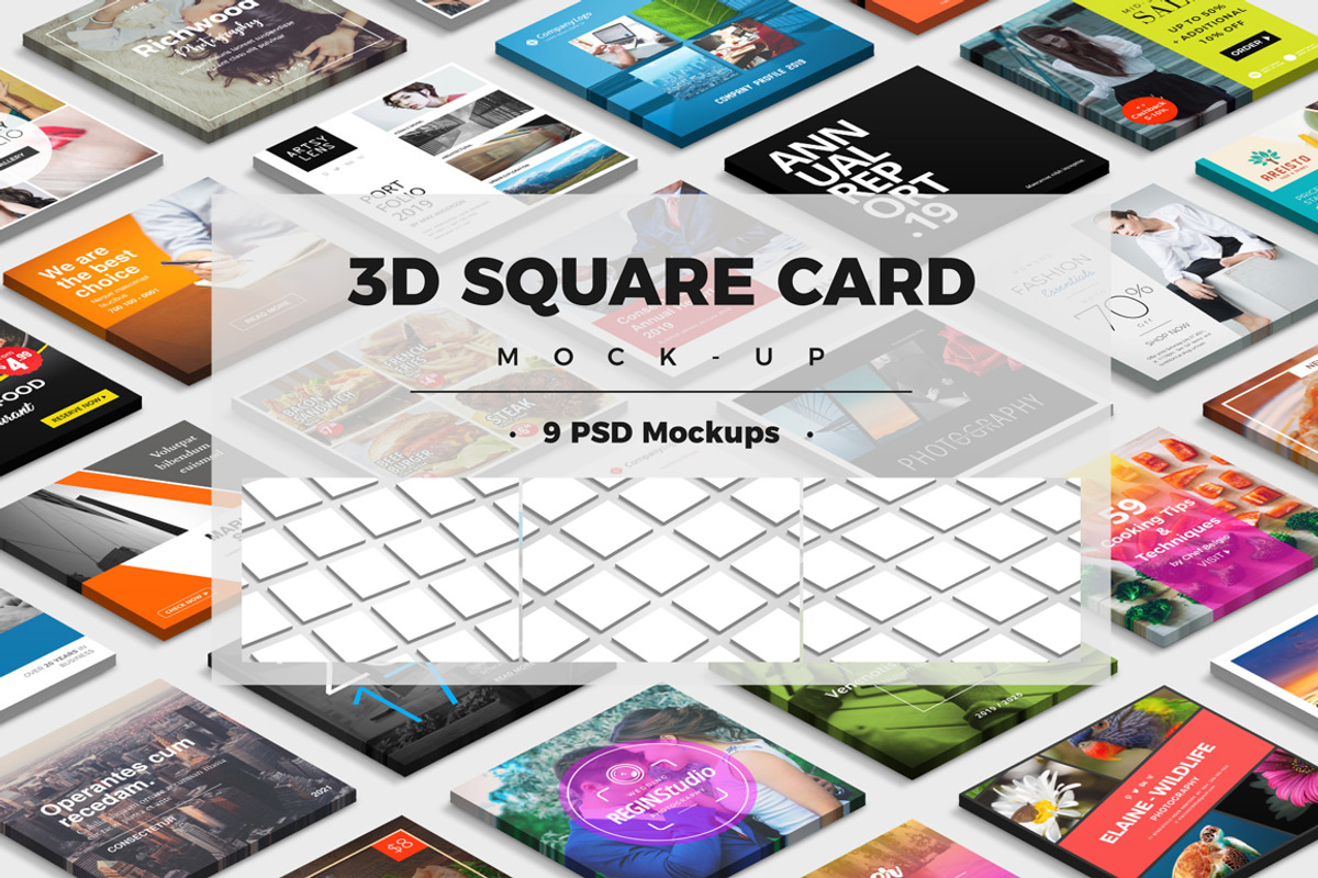 3D Square Card Mock-up PSD, a Print Template by Studio Siv (Photo 1 of 5)