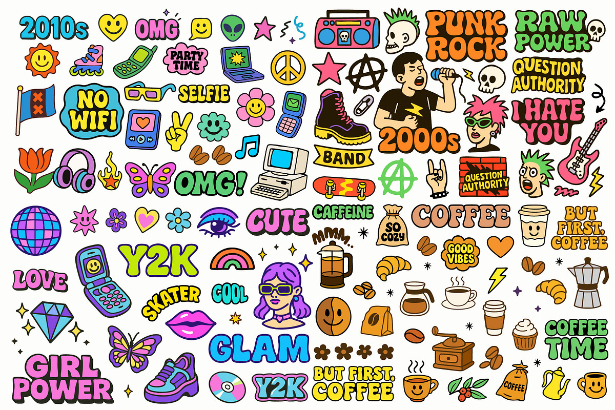 Groovy Mega 500 Stickers Bundle, an Object Graphic by Ckybe's Corner (Photo 5 of 6)