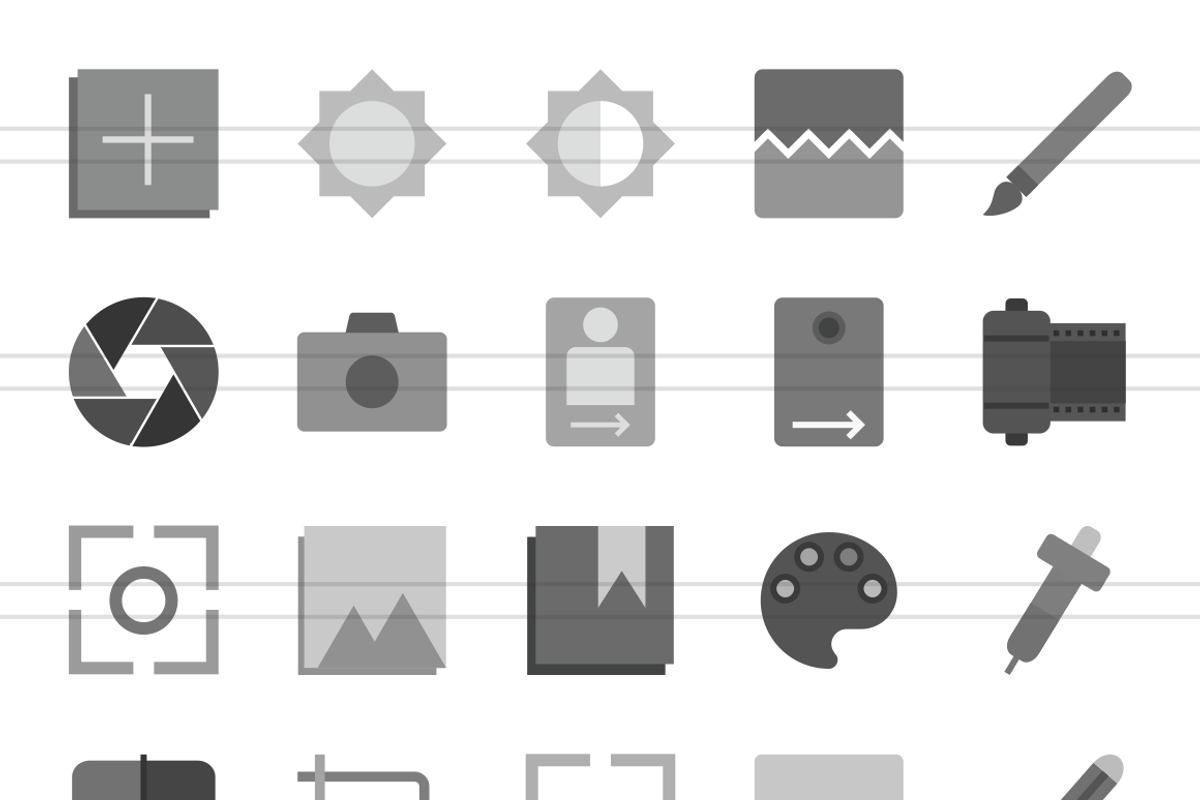 50 Picture Editing Greyscale Icons, an Icon by IconBunny | Creative Market