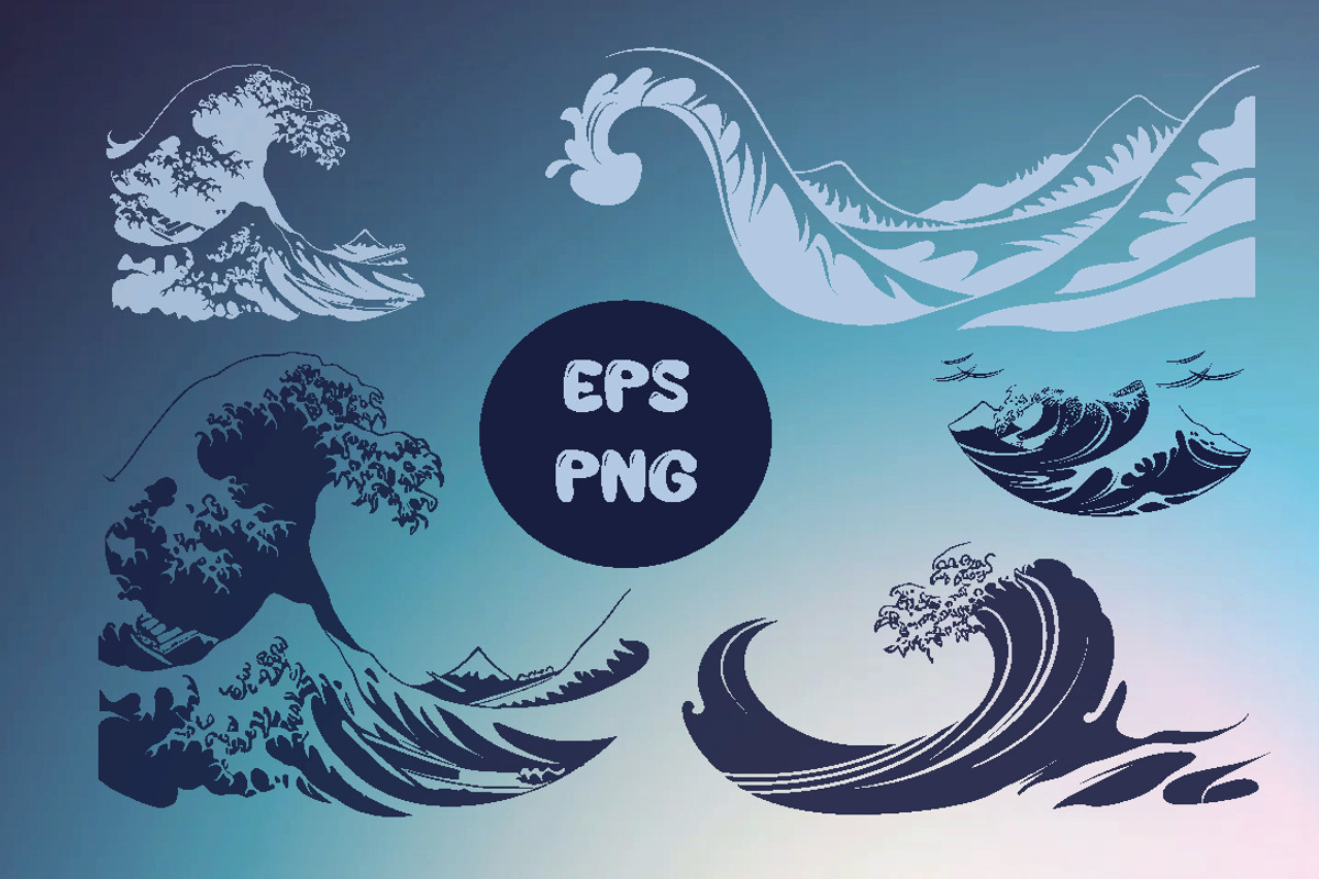 70+ Water Waves Silhouette, a Decorative Illustration by jongcreative (Photo 2 of 7)
