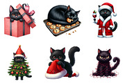 Christmas Black Funny Cat Clipart, an Illustration by DreamArtGraphic (Thumbnail 4 of 4)