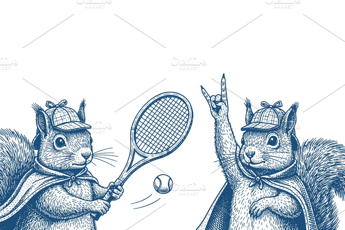 Retro Squirrel Illustrations Set, a Graphic by OneVectorStock (Photo 4 of 4)