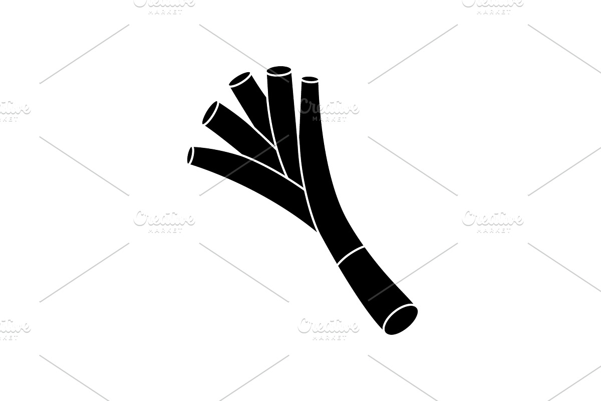 Spring onions black icon. Natural, an Object Illustration by GraphiShop
