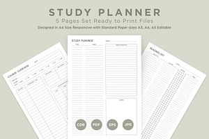 Study Planning Pages Set V-12, a Stationery Template by shahsoft
