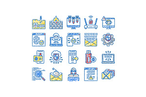 Internet Security set Icons hand, an Object Illustration by pikepicture