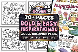 Easy Inspirational Words Coloring, a Decorative Illustration by Craftsbeefy